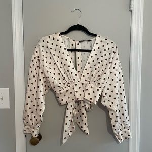 Zara | Satin Polka Dot Top